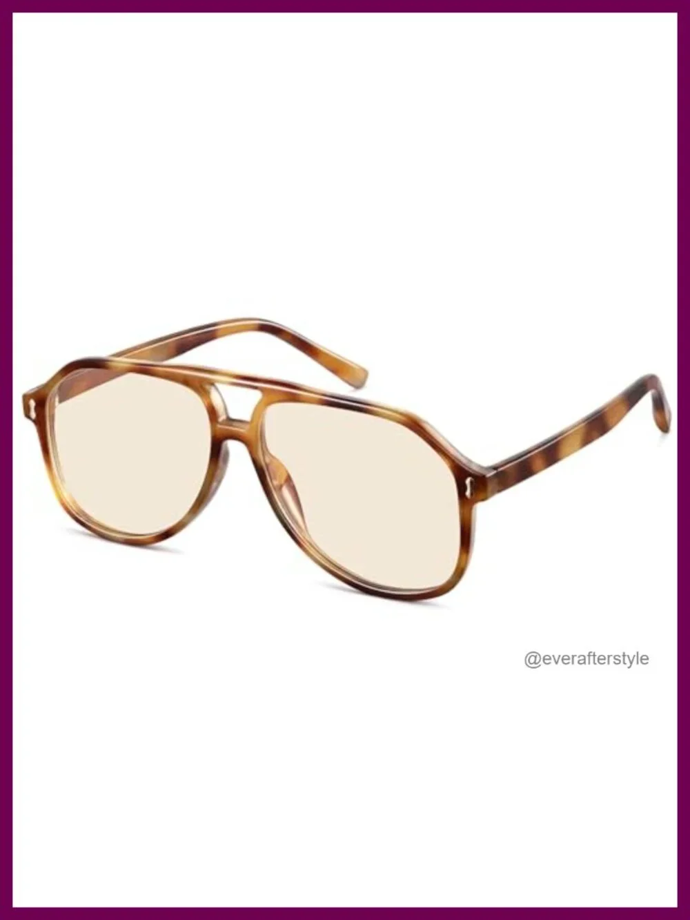 Oversized Square Aviator Sunglasses UV400 Retro Double Bridge for Women